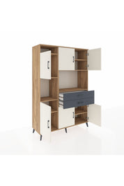 Hyperion Dolap 8 Raflı 2 Çekmeceli 6 Kapaklı 132x44x195 Çam-Aytaşı/Antrasit