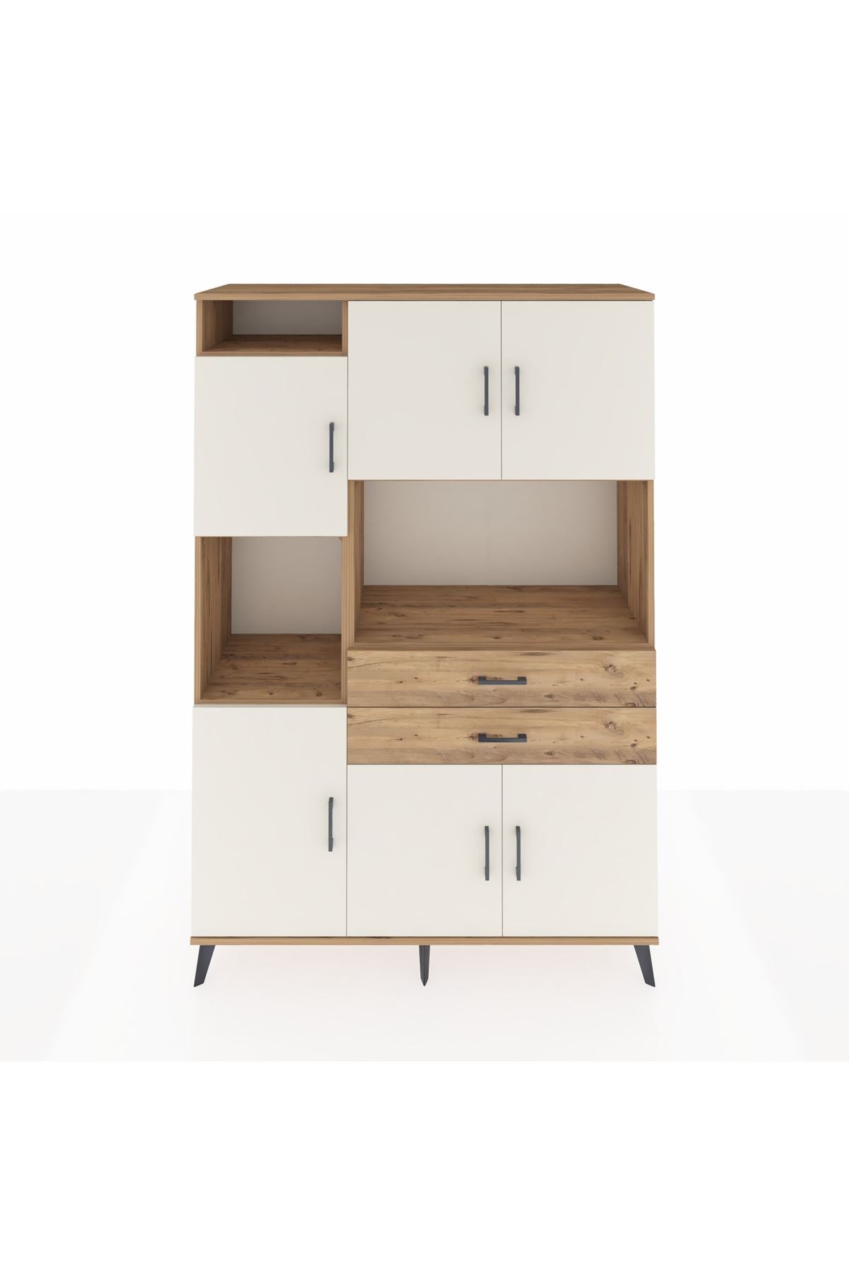 Hyperion Dolap 8 Raflı 2 Çekmeceli 6 Kapaklı 132x44x195 Çam-Aytaşı/Çam