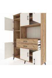 Hyperion Dolap 8 Raflı 2 Çekmeceli 6 Kapaklı 132x44x195 Çam-Aytaşı/Çam