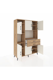 Hyperion Dolap 8 Raflı 2 Çekmeceli 6 Kapaklı 132x44x195 Çam-Aytaşı/Çam