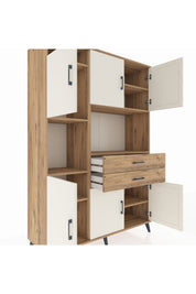 Hyperion Dolap 8 Raflı 2 Çekmeceli 6 Kapaklı 132x44x195 Çam-Aytaşı/Çam