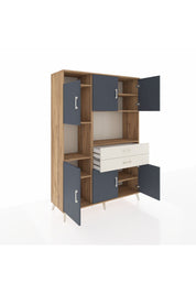 Hyperion Dolap 8 Raflı 2 Çekmeceli 6 Kapaklı 132x44x195 Çam-Antrasit/Aytaşı