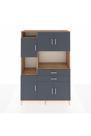 Hyperion Dolap 8 Raflı 2 Çekmeceli 6 Kapaklı 132x44x195 Çam-Antrasit/Antrasit