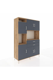 Hyperion Dolap 8 Raflı 2 Çekmeceli 6 Kapaklı 132x44x195 Çam-Antrasit/Antrasit