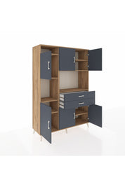 Hyperion Dolap 8 Raflı 2 Çekmeceli 6 Kapaklı 132x44x195 Çam-Antrasit/Antrasit