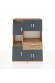 Hyperion Dolap 8 Raflı 2 Çekmeceli 6 Kapaklı 132x44x195 Çam-Antrasit/Çam