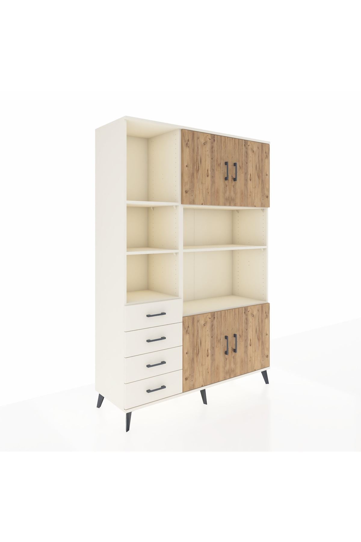 Hyperion Dolap 8 Raflı 4 Çekmeceli 4 Kapaklı 132x44x195 Aytaşı-Çam/Aytaşı