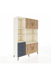 Hyperion Dolap 8 Raflı 4 Çekmeceli 4 Kapaklı 132x44x195 Aytaşı-Çam/Antrasit