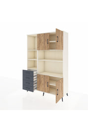 Hyperion Dolap 8 Raflı 4 Çekmeceli 4 Kapaklı 132x44x195 Aytaşı-Çam/Antrasit