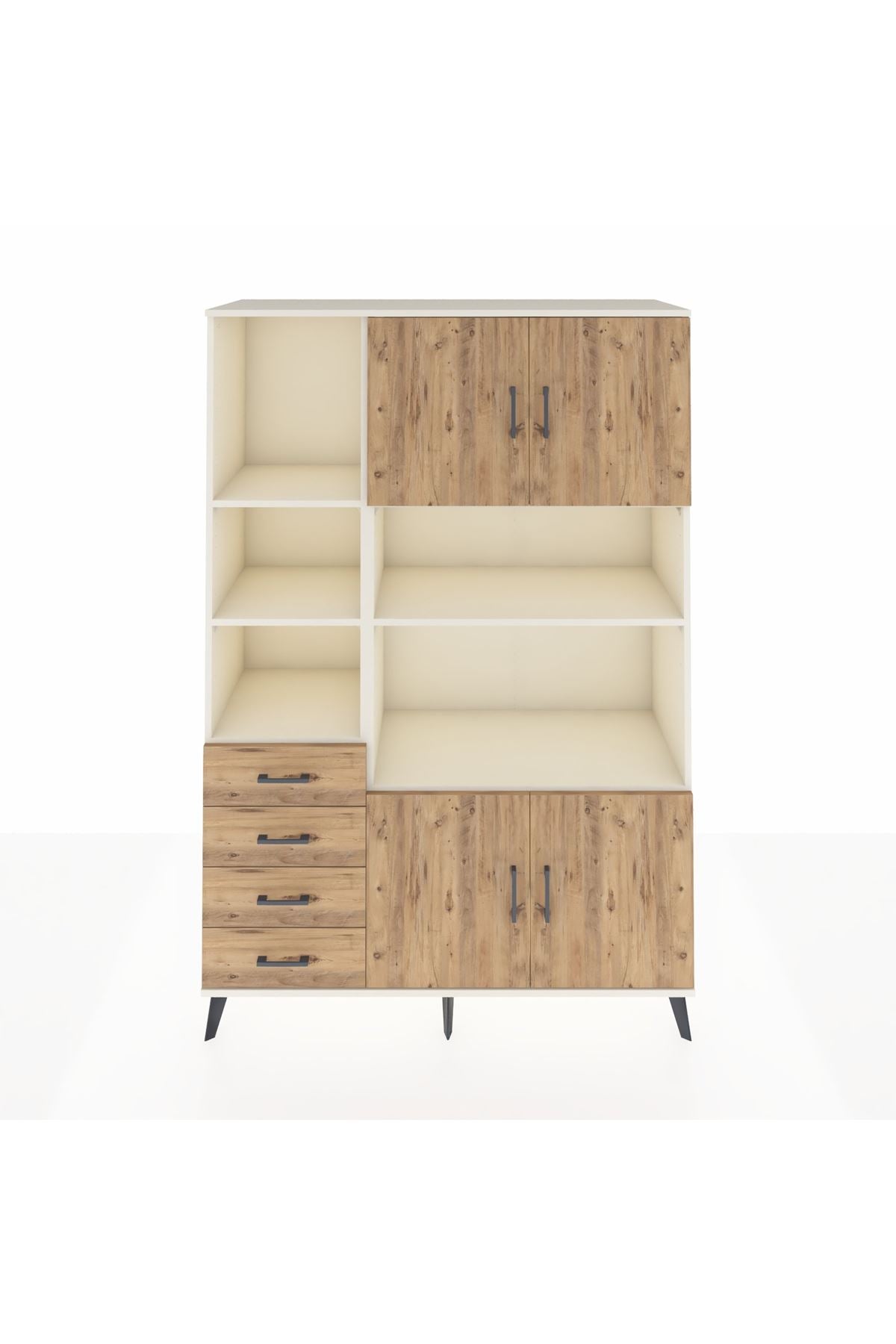 Hyperion Dolap 8 Raflı 4 Çekmeceli 4 Kapaklı 132x44x195 Aytaşı-Çam/Çam