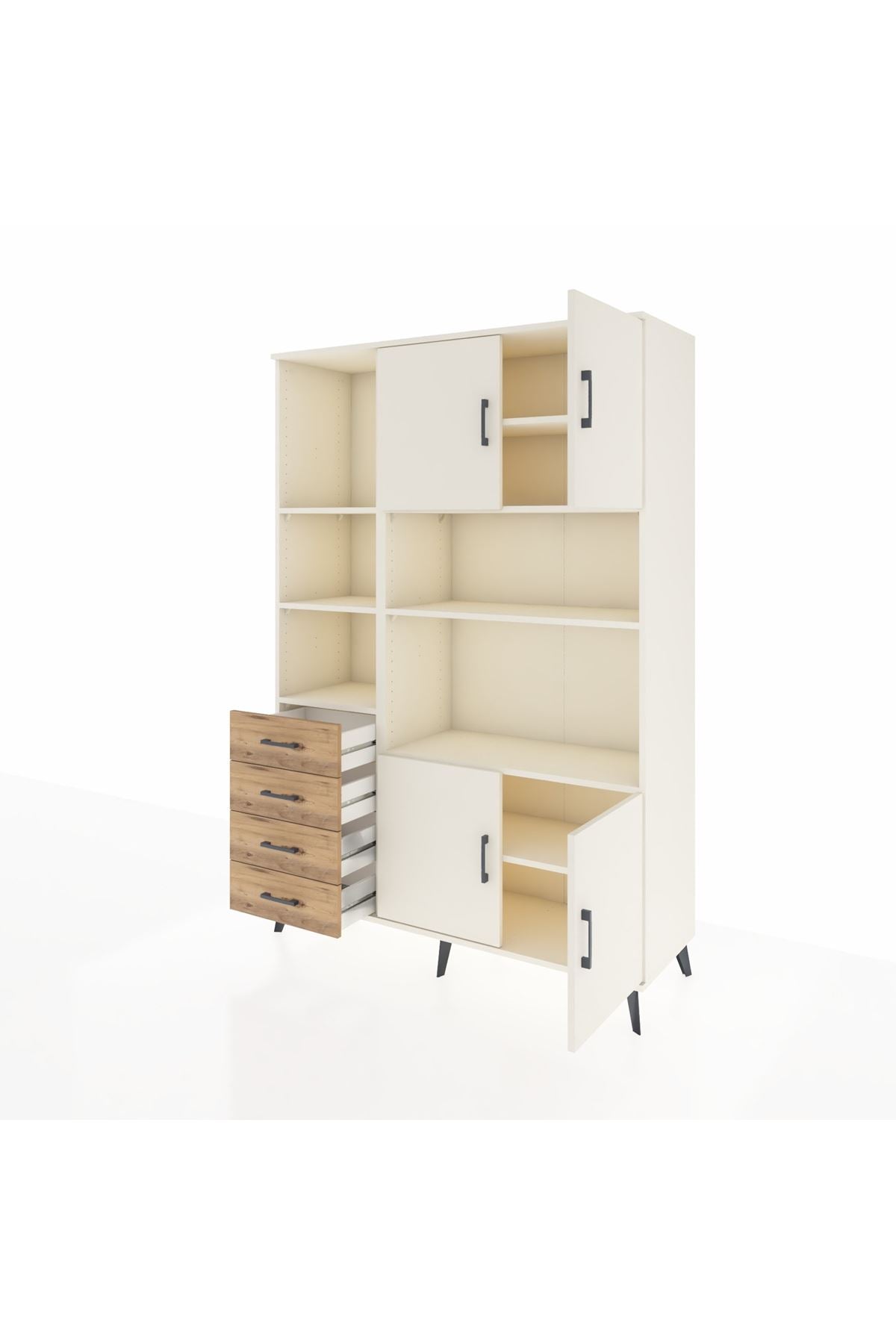 Hyperion Dolap 8 Raflı 4 Çekmeceli 4 Kapaklı 132x44x195 Aytaşı-Aytaşı/Çam