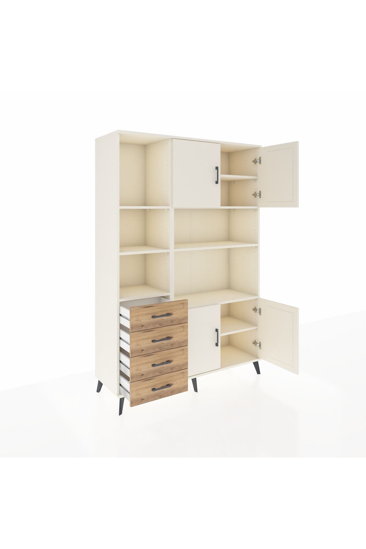 Hyperion Dolap 8 Raflı 4 Çekmeceli 4 Kapaklı 132x44x195 Aytaşı-Aytaşı/Çam