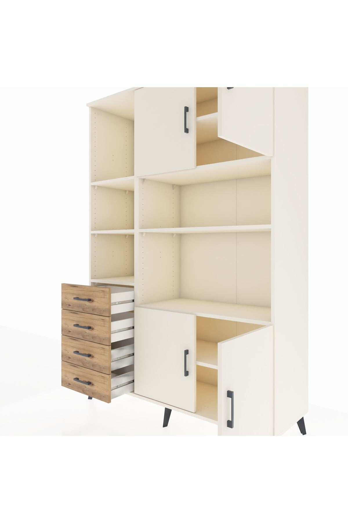 Hyperion Dolap 8 Raflı 4 Çekmeceli 4 Kapaklı 132x44x195 Aytaşı-Aytaşı/Çam