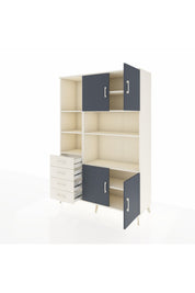 Hyperion Dolap 8 Raflı 4 Çekmeceli 4 Kapaklı 132x44x195 Aytaşı-Antrasit/Aytaşı