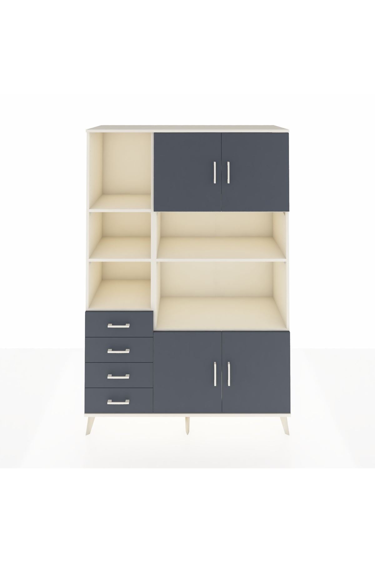 Hyperion Dolap 8 Raflı 4 Çekmeceli 4 Kapaklı 132x44x195 Aytaşı-Antrasit/Antrasit