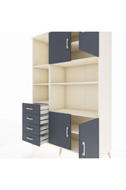 Hyperion Dolap 8 Raflı 4 Çekmeceli 4 Kapaklı 132x44x195 Aytaşı-Antrasit/Antrasit