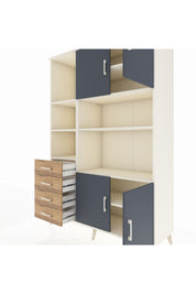 Hyperion Dolap 8 Raflı 4 Çekmeceli 4 Kapaklı 132x44x195 Aytaşı-Antrasit/Çam