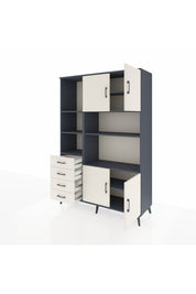 Hyperion Dolap 8 Raflı 4 Çekmeceli 4 Kapaklı 132x44x195 Antrasit-Aytaşı/Aytaşı