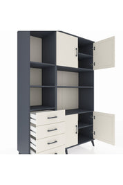 Hyperion Dolap 8 Raflı 4 Çekmeceli 4 Kapaklı 132x44x195 Antrasit-Aytaşı/Aytaşı