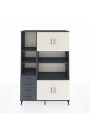 Hyperion Dolap 8 Raflı 4 Çekmeceli 4 Kapaklı 132x44x195 Antrasit-Aytaşı/Antrasit