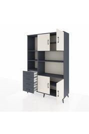 Hyperion Dolap 8 Raflı 4 Çekmeceli 4 Kapaklı 132x44x195 Antrasit-Aytaşı/Antrasit