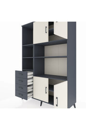 Hyperion Dolap 8 Raflı 4 Çekmeceli 4 Kapaklı 132x44x195 Antrasit-Aytaşı/Antrasit