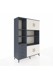Hyperion Dolap 8 Raflı 4 Çekmeceli 4 Kapaklı 132x44x195 Antrasit-Aytaşı/Antrasit