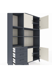Hyperion Dolap 8 Raflı 4 Çekmeceli 4 Kapaklı 132x44x195 Antrasit-Aytaşı/Antrasit
