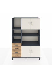 Hyperion Dolap 8 Raflı 4 Çekmeceli 4 Kapaklı 132x44x195 Antrasit-Aytaşı/Çam