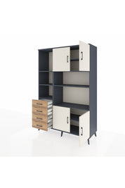 Hyperion Dolap 8 Raflı 4 Çekmeceli 4 Kapaklı 132x44x195 Antrasit-Aytaşı/Çam