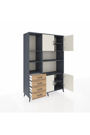 Hyperion Dolap 8 Raflı 4 Çekmeceli 4 Kapaklı 132x44x195 Antrasit-Aytaşı/Çam