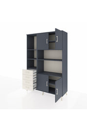 Hyperion Dolap 8 Raflı 4 Çekmeceli 4 Kapaklı 132x44x195 Antrasit-Antrasit/Aytaşı