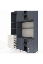 Hyperion Dolap 8 Raflı 4 Çekmeceli 4 Kapaklı 132x44x195 Antrasit-Antrasit/Aytaşı