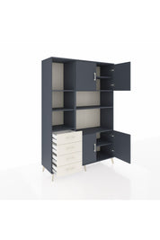 Hyperion Dolap 8 Raflı 4 Çekmeceli 4 Kapaklı 132x44x195 Antrasit-Antrasit/Aytaşı