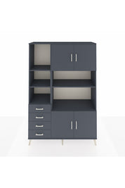 Hyperion Dolap 8 Raflı 4 Çekmeceli 4 Kapaklı 132x44x195 Antrasit-Antrasit/Antrasit