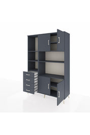 Hyperion Dolap 8 Raflı 4 Çekmeceli 4 Kapaklı 132x44x195 Antrasit-Antrasit/Antrasit