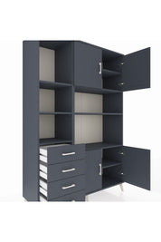 Hyperion Dolap 8 Raflı 4 Çekmeceli 4 Kapaklı 132x44x195 Antrasit-Antrasit/Antrasit