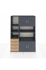 Hyperion Dolap 8 Raflı 4 Çekmeceli 4 Kapaklı 132x44x195 Antrasit-Antrasit/Çam