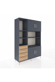 Hyperion Dolap 8 Raflı 4 Çekmeceli 4 Kapaklı 132x44x195 Antrasit-Antrasit/Çam