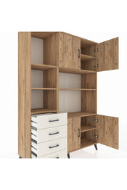 Hyperion Dolap 8 Raflı 4 Çekmeceli 4 Kapaklı 132x44x195 Çam-Çam/Aytaşı