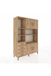 Hyperion Dolap 8 Raflı 4 Çekmeceli 4 Kapaklı 132x44x195 Çam-Çam/Çam