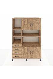 Hyperion Dolap 8 Raflı 4 Çekmeceli 4 Kapaklı 132x44x195 Çam-Çam/Çam
