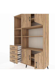 Hyperion Dolap 8 Raflı 4 Çekmeceli 4 Kapaklı 132x44x195 Çam-Çam/Çam