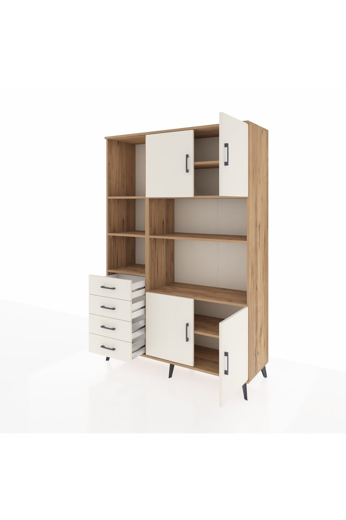 Hyperion Dolap 8 Raflı 4 Çekmeceli 4 Kapaklı 132x44x195 Çam-Aytaşı/Aytaşı