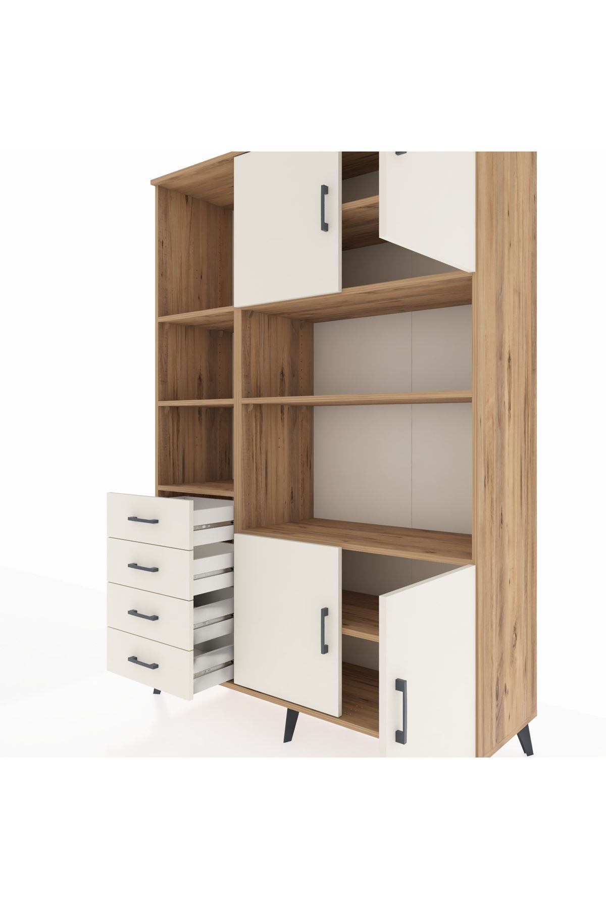 Hyperion Dolap 8 Raflı 4 Çekmeceli 4 Kapaklı 132x44x195 Çam-Aytaşı/Aytaşı