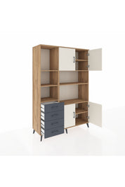Hyperion Dolap 8 Raflı 4 Çekmeceli 4 Kapaklı 132x44x195 Çam-Aytaşı/Antrasit