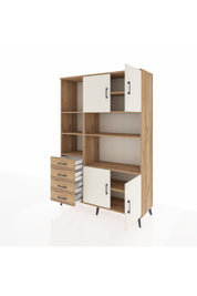 Hyperion Dolap 8 Raflı 4 Çekmeceli 4 Kapaklı 132x44x195 Çam-Aytaşı/Çam