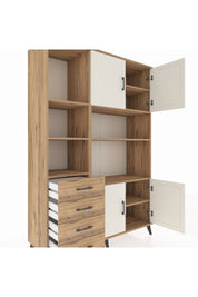 Hyperion Dolap 8 Raflı 4 Çekmeceli 4 Kapaklı 132x44x195 Çam-Aytaşı/Çam