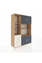 Hyperion Dolap 8 Raflı 4 Çekmeceli 4 Kapaklı 132x44x195 Çam-Antrasit/Aytaşı