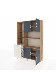 Hyperion Dolap 8 Raflı 4 Çekmeceli 4 Kapaklı 132x44x195 Çam-Antrasit/Aytaşı